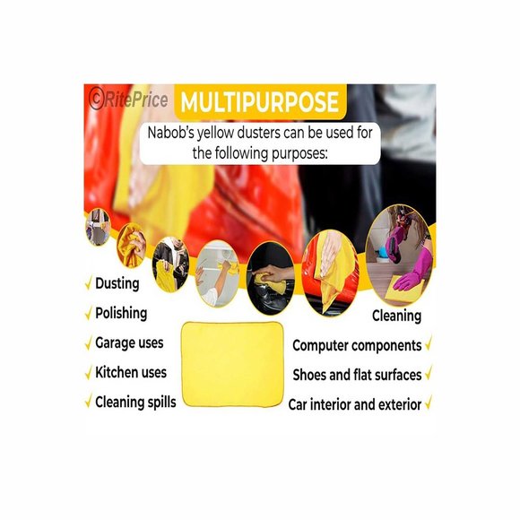 12 PCS (4 Pack) 100% Pure Cotton Yellow Multi-Purpose Dusters Cleaning Cloths - Picture 9 of 11